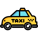 Đường dây taxi màu vàng có biển báo, xe taxi màu vàng, biểu tượng phương tiện di chuyển.