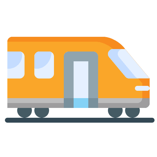 Hình ảnh tàu hỏa màu vàng và xám, biểu tượng cho dịch vụ vận chuyển và du lịch đường sắt tại Trùm giảm giá.