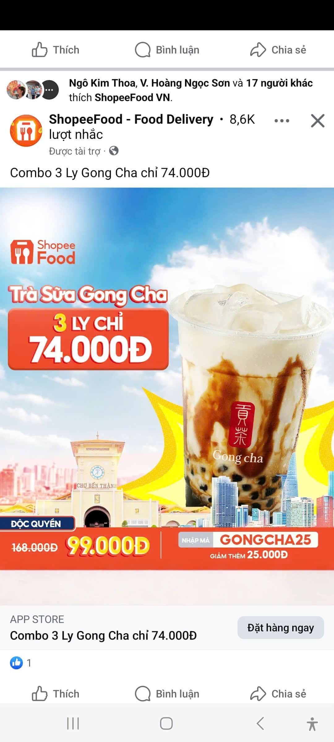Combo 3 Ly Gong Cha giá khuyến mãi, mã giảm giá trà sữa Gong Cha, ưu đãi giảm sốc 74.000đ từ Trùm giảm giá.