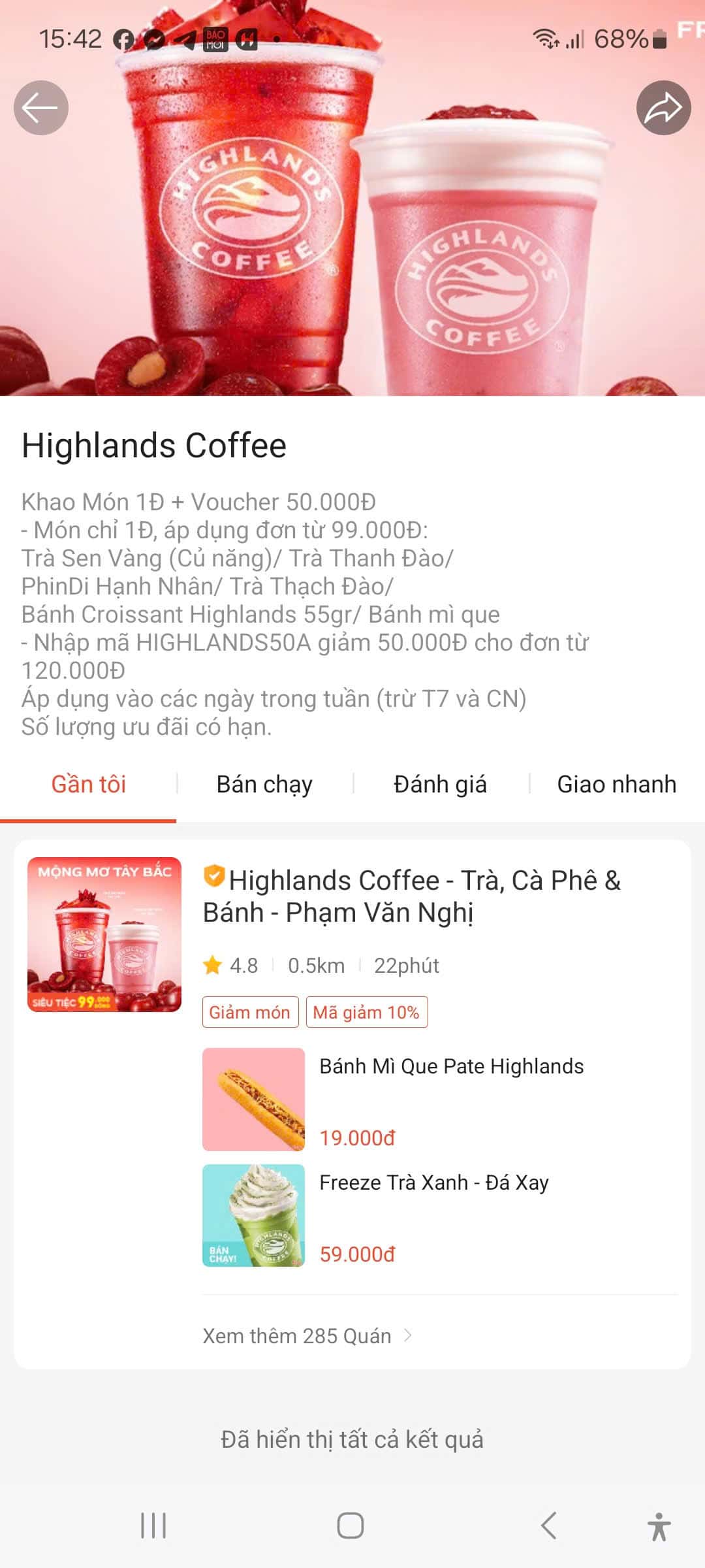 Ưu đãi giảm giá Highlands Coffee, mã giảm 10%, các món thức uống và bánh ngon, phù hợp cho ngày hè.