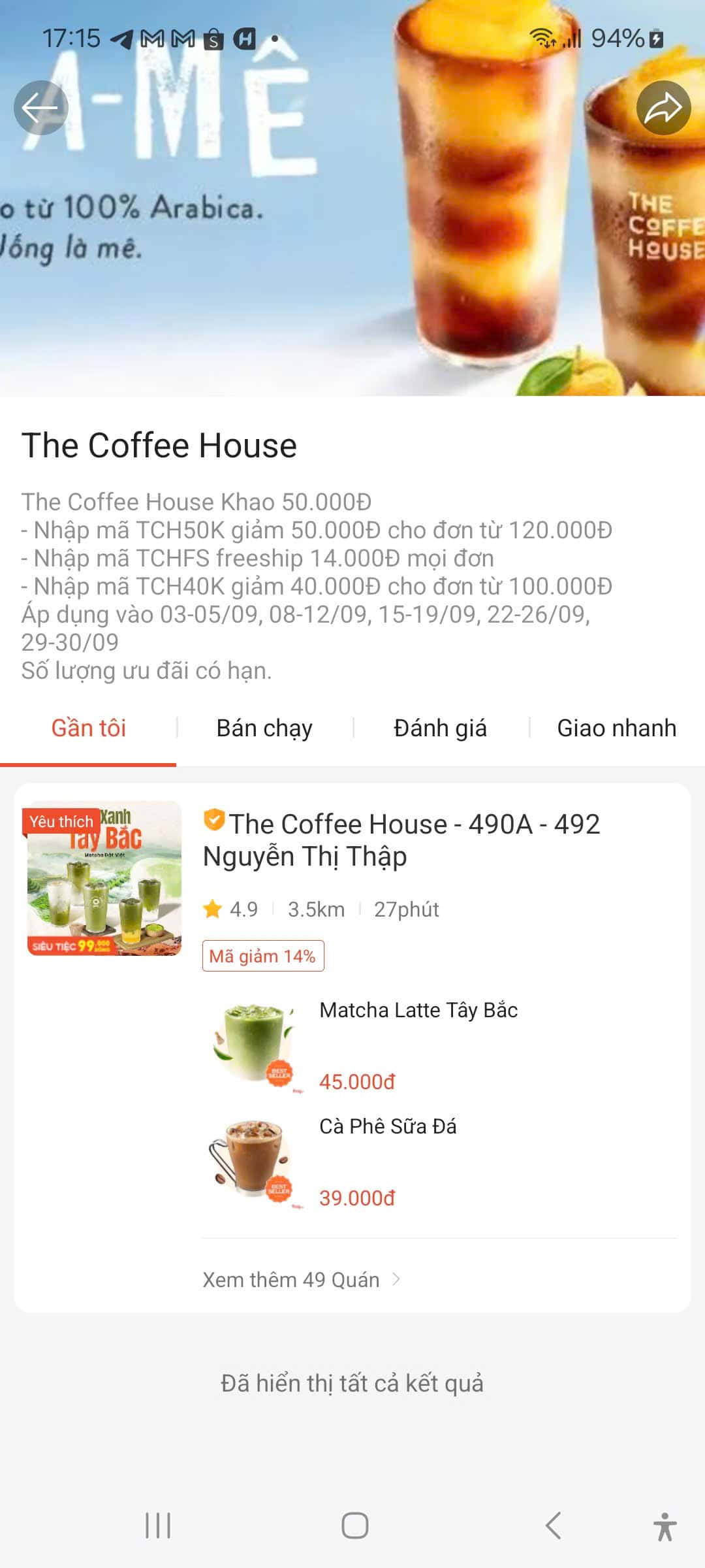 Nhãn ALT: Các mã giảm giá The Coffee House, khuyến mãi và ưu đãi hấp dẫn cho các đơn hàng từ 100.000đ trở lên.