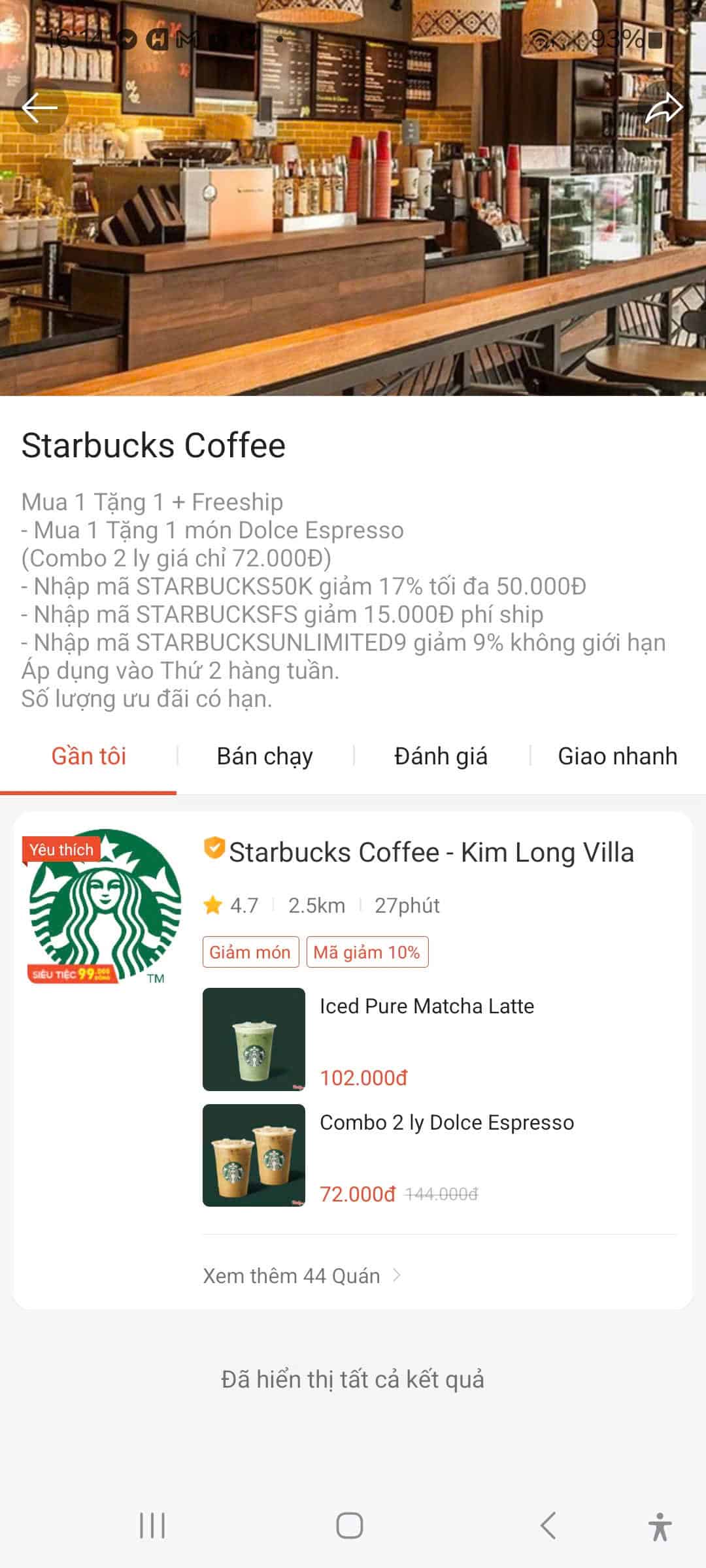 Lịch trình quán café Starbucks tại Kim Long Villa, Đà Nẵng với mã giảm giá, combo và chương trình mùa, phù hợp cho các tín đồ yêu thích cà phê và ưu đãi hấp dẫn.