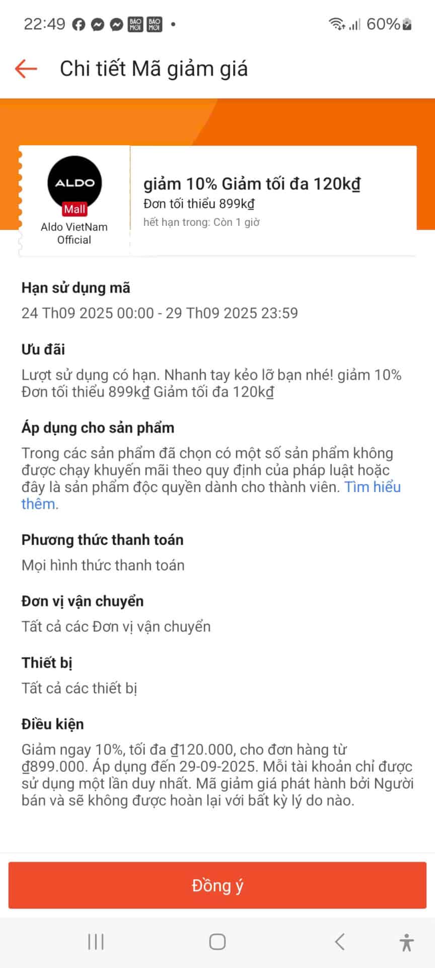 Aldo giảm giá 10% mã giảm giá, khuyến mãi giảm tối đa 120k, giảm đơn hàng từ 899k, mã giảm giá dùng hạn trong thời gian ngắn, mã giảm giá ALDO VietNam Official giảm giá thức ăn, thời trang, điện tử, hàng tiêu dùng.