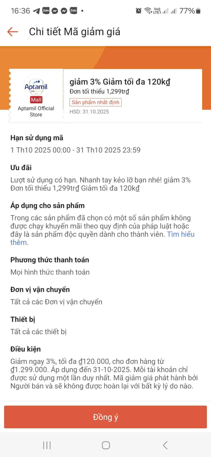 Aptamil giảm giá 3% mã giảm giá tối đa 120k cho đơn từ 1,299 triệu, ưu đãi đặc biệt tại Trùm giảm giá.