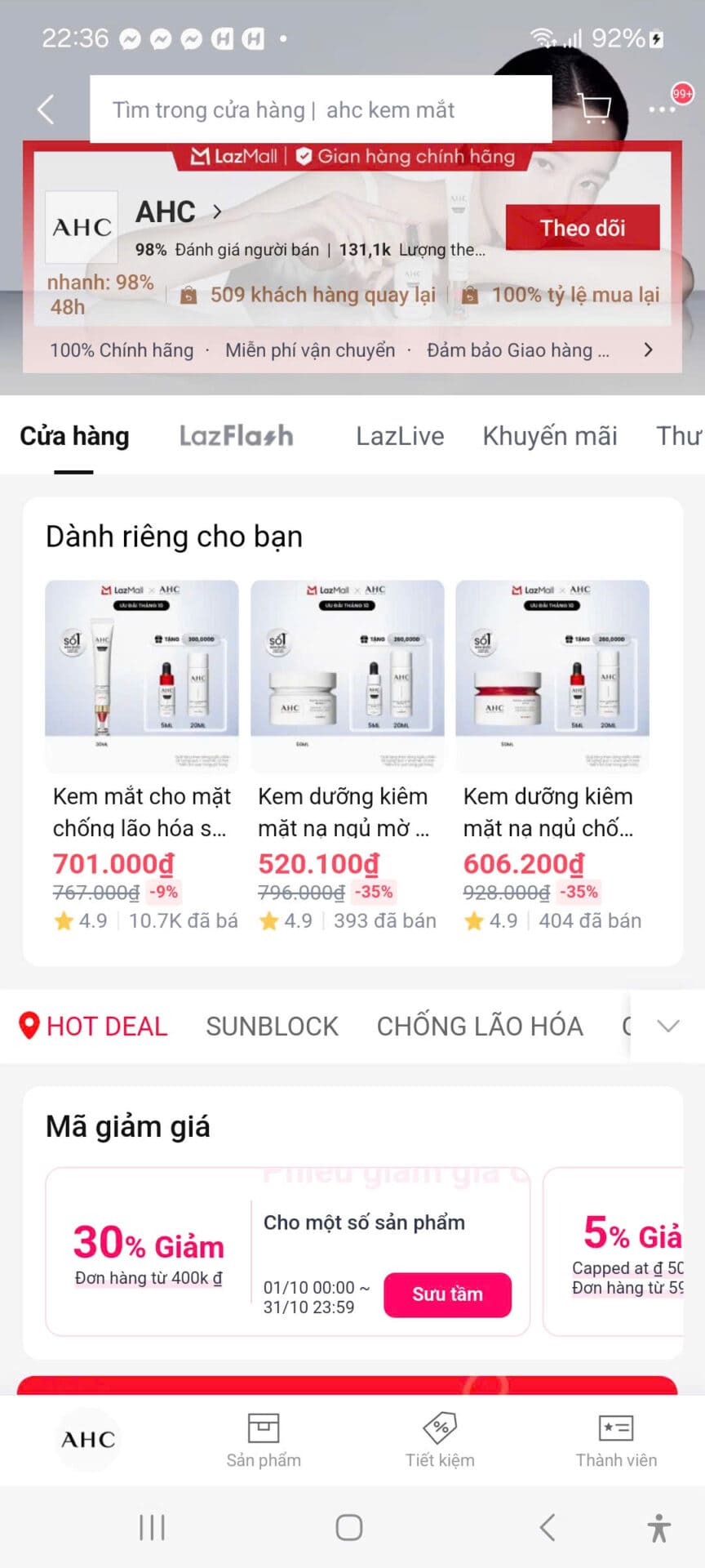 Đánh giá mã giảm giá AHC, ưu đãi lớn, mua hàng tiết kiệm, giảm giá skincare AHC, mã giảm giá mỹ phẩm AHC, khuyến mãi làm đẹp, giảm giá mặt nạ và kem dưỡng AHC.