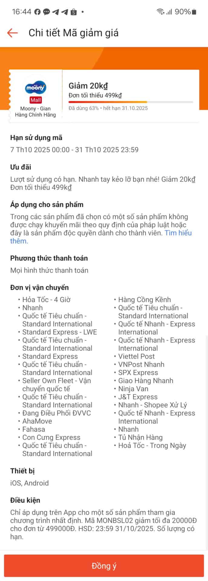 Giảm 20k cho đơn hàng từ 499k tại Moony – Mã giảm giá có hạn, nhanh tay sử dụng để tiết kiệm chi phí mua sắm.