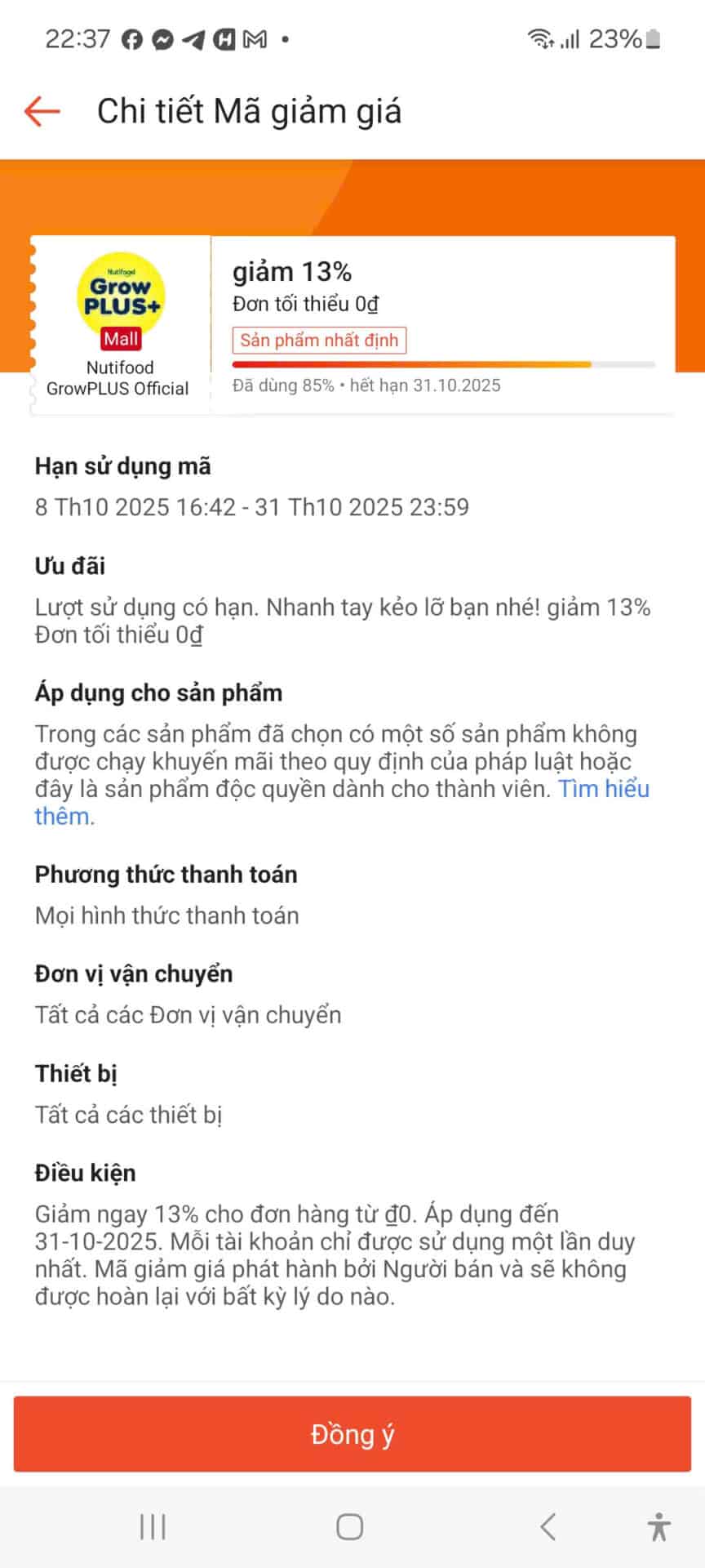 Ảnh mã giảm giá Nutifood GrowPLUS+ giảm 13%, hạn sử dụng đến 31.10.2025, mã giới hạn số lượng, áp dụng cho sản phẩm dinh dưỡng cho trẻ kèm giấy phép chính xác, ưu đãi giảm giá nhanh chóng, mã giảm giá dành riêng cho thành viên Trùm giảm giá.