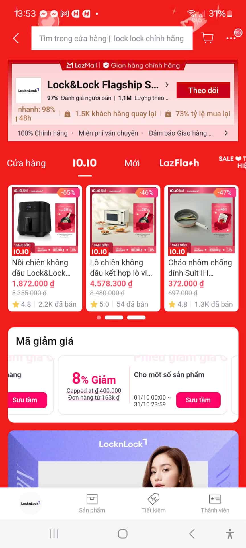 Nội dung giảm giá, mã giảm giá, khuyến mãi về khóa điện tử Lock&Lock, lò vi sóng, dụng cụ nhà bếp và sản phẩm gia dụng lớn tại Lazada, kèm các mã khuyến mại hấp dẫn và ưu đãi giảm giá đặc biệt.