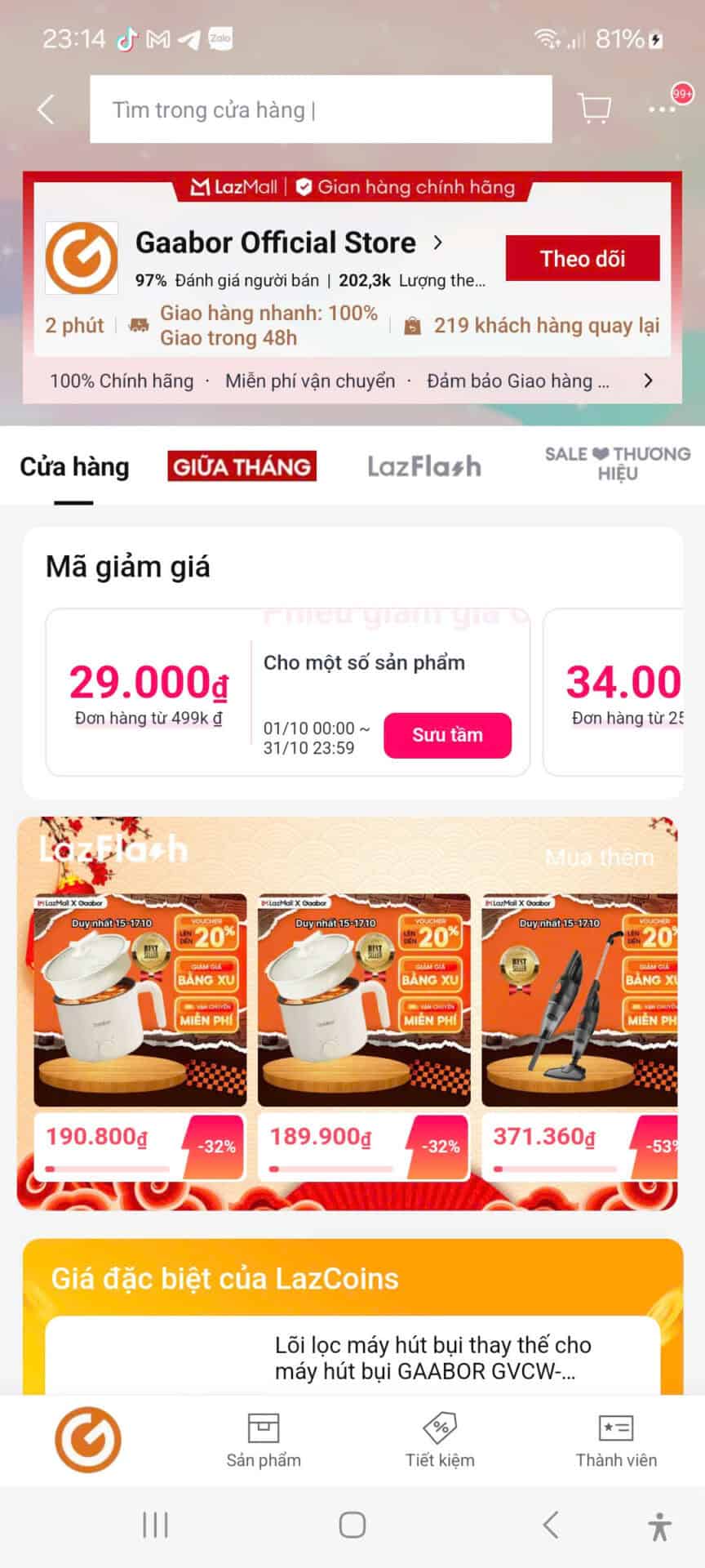 Ưu đãi giảm giá Lazada, mã giảm giá và voucher giảm giá hấp dẫn từ Trùm giảm giá. Tham khảo các khuyến mãi, mã code và giảm giá cực sốc cho các mặt hàng điện tử, gia dụng, thời trang và nhiều hơn nữa.