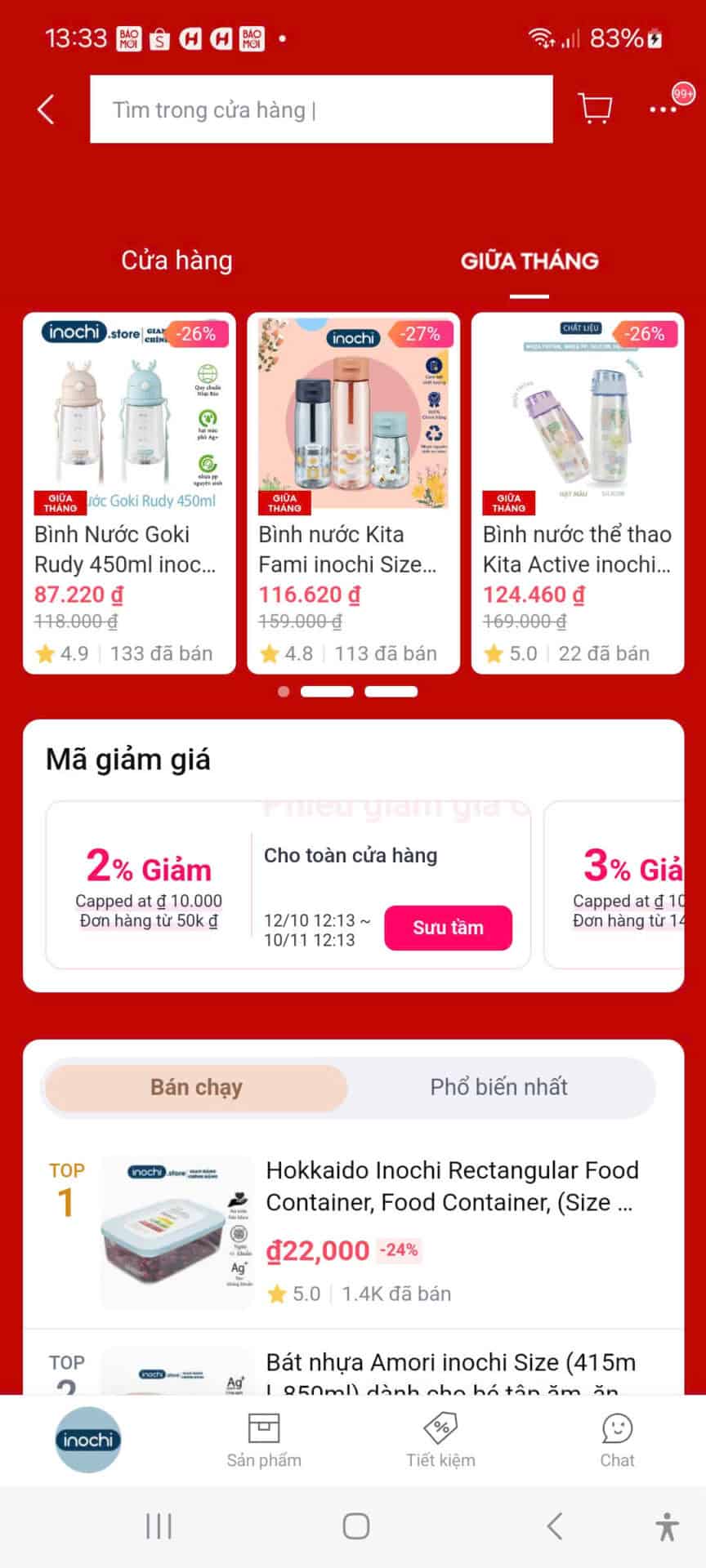 Bình nước gốm, bình giữ nhiệt, bình thể thao, mã giảm giá, ưu đãi giảm giá cho các sản phẩm bình nước trẻ em, bình giữ nhiệt Inochi, giúp tiết kiệm chi phí mua sắm online.