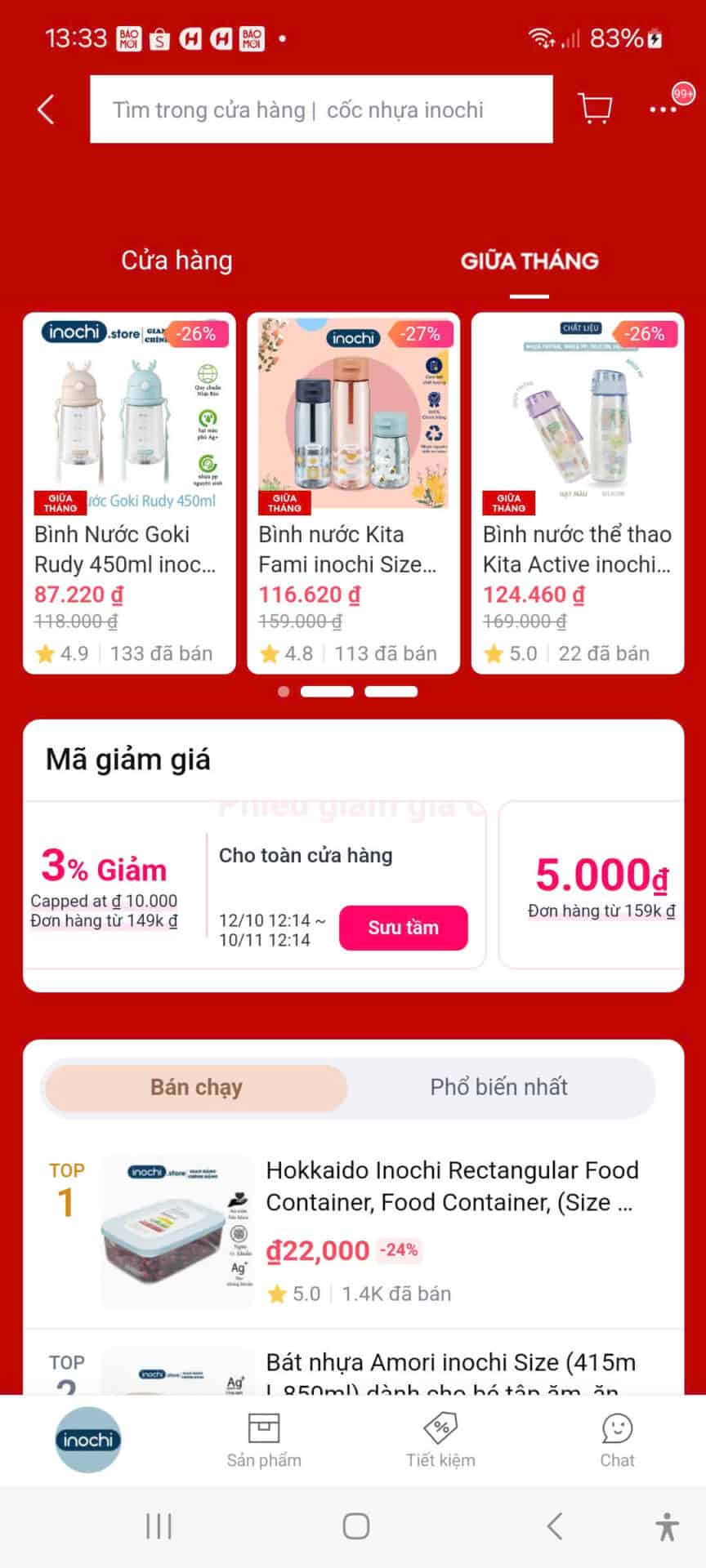 Bình nước Goki Rudy 450ml inochi, bình nước giữ nhiệt, đồ dùng cho bé, giảm giá 26%, chất liệu an toàn, mẫu mã đa dạng phù hợp cho trẻ nhỏ.