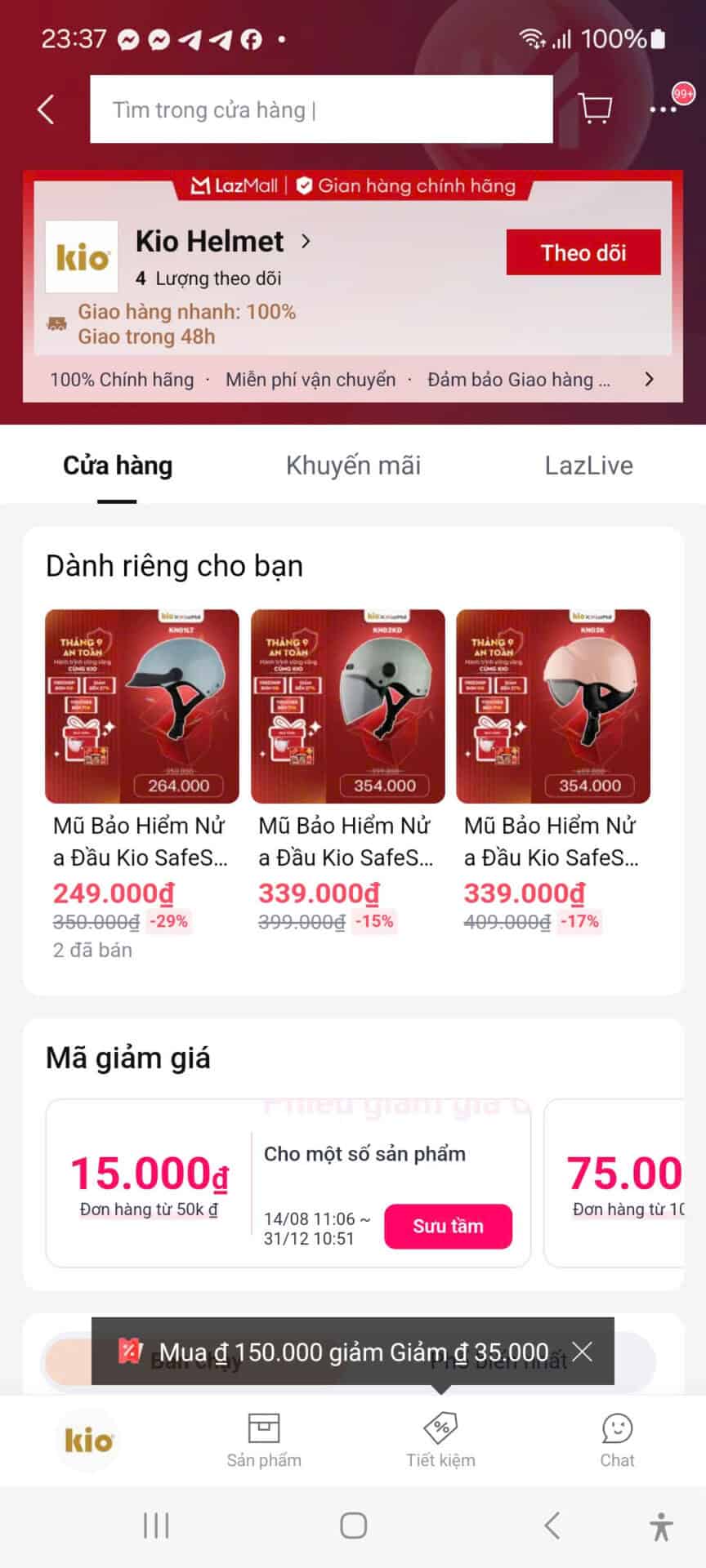 Mũ bảo hiểm nữ Kio SafeS, mã giảm giá 249.000đ, giá ưu đãi siêu tiết kiệm cho các mẫu mũ bảo hiểm chất lượng cao.