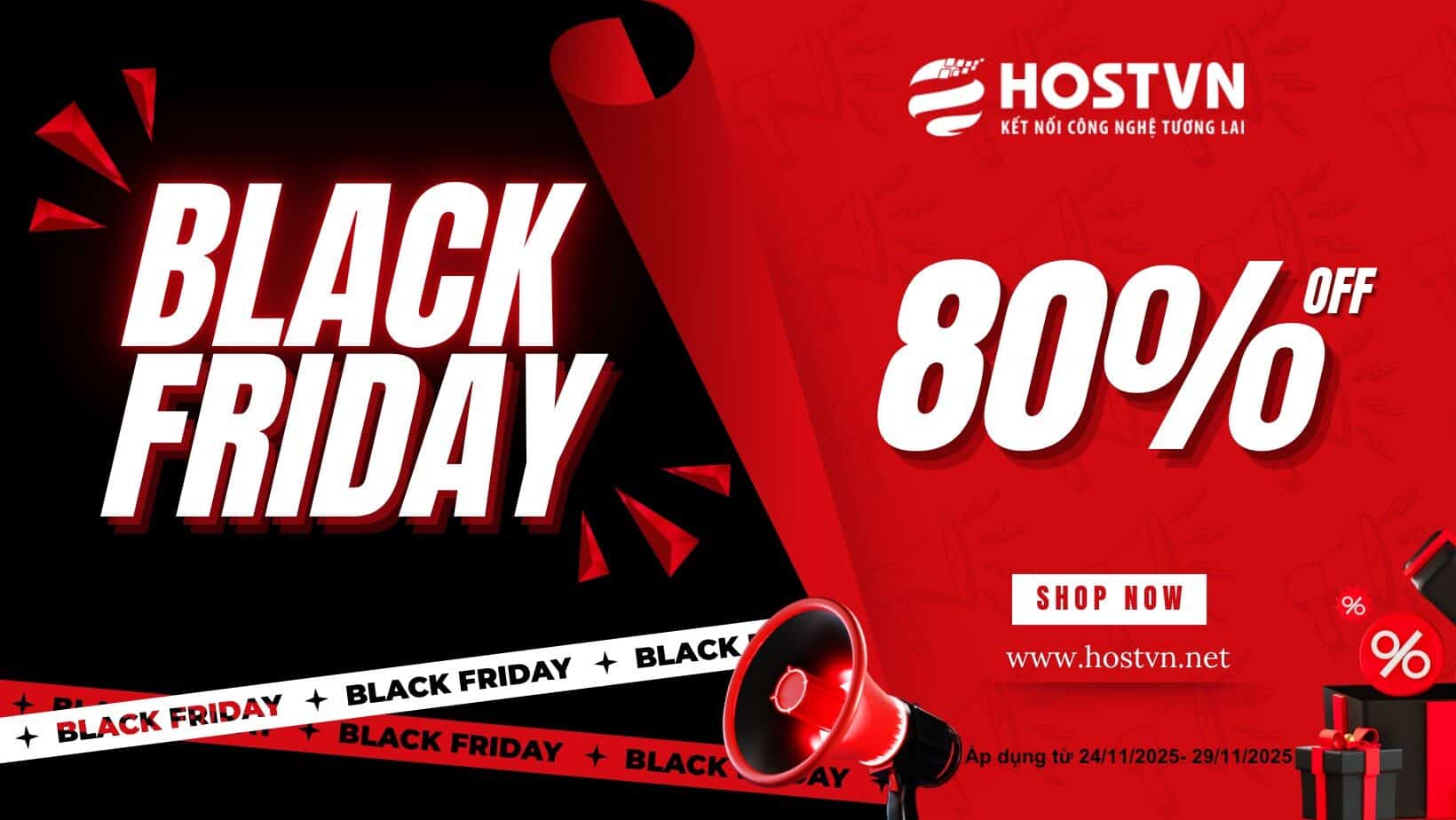 [HOSTVN] Black friday giảm giá 80% – ưu đãi trọn đời – tặng thời gian sử dụng