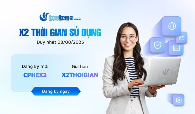 [Tenten] [Flash sale 8.8] Tặng 100% thời gian sử dụng hosting/ email server, giá không đổi