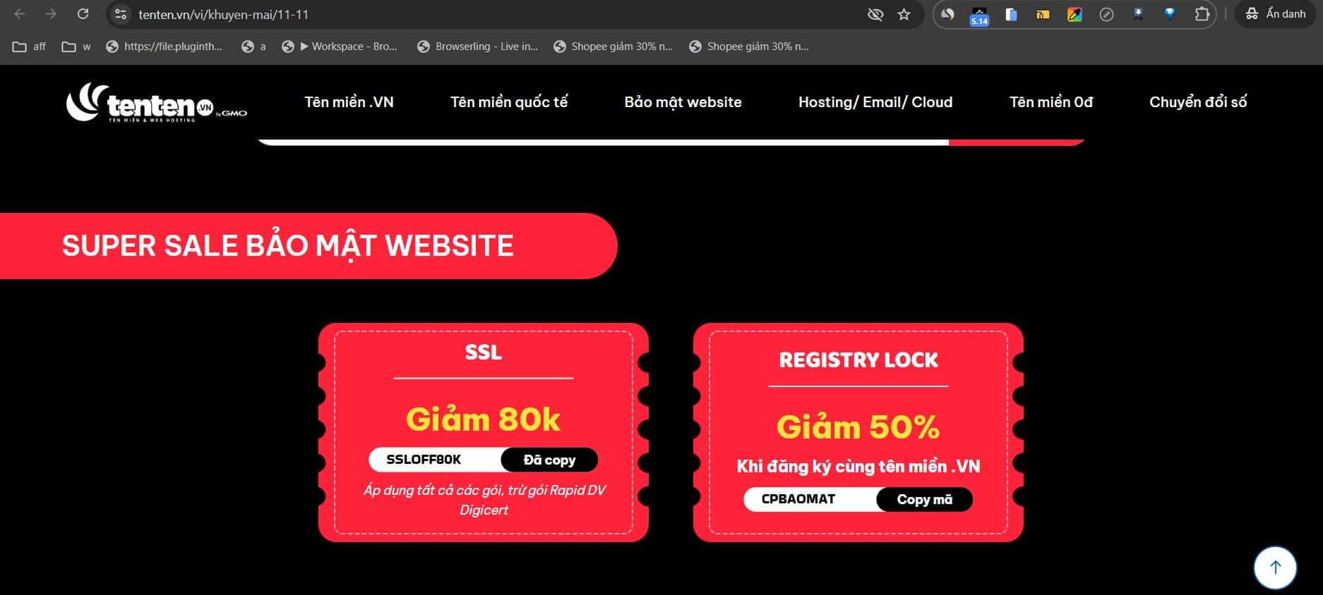 Tên miền giảm giá, mã giảm giá website, mã giảm giá Tenten.vn, ưu đãi giảm giá thuê tên miền, tập hợp mã giảm giá website, khuyến mãi tên miền, mã giảm giá SSL, mã giảm giá bảo mật website.