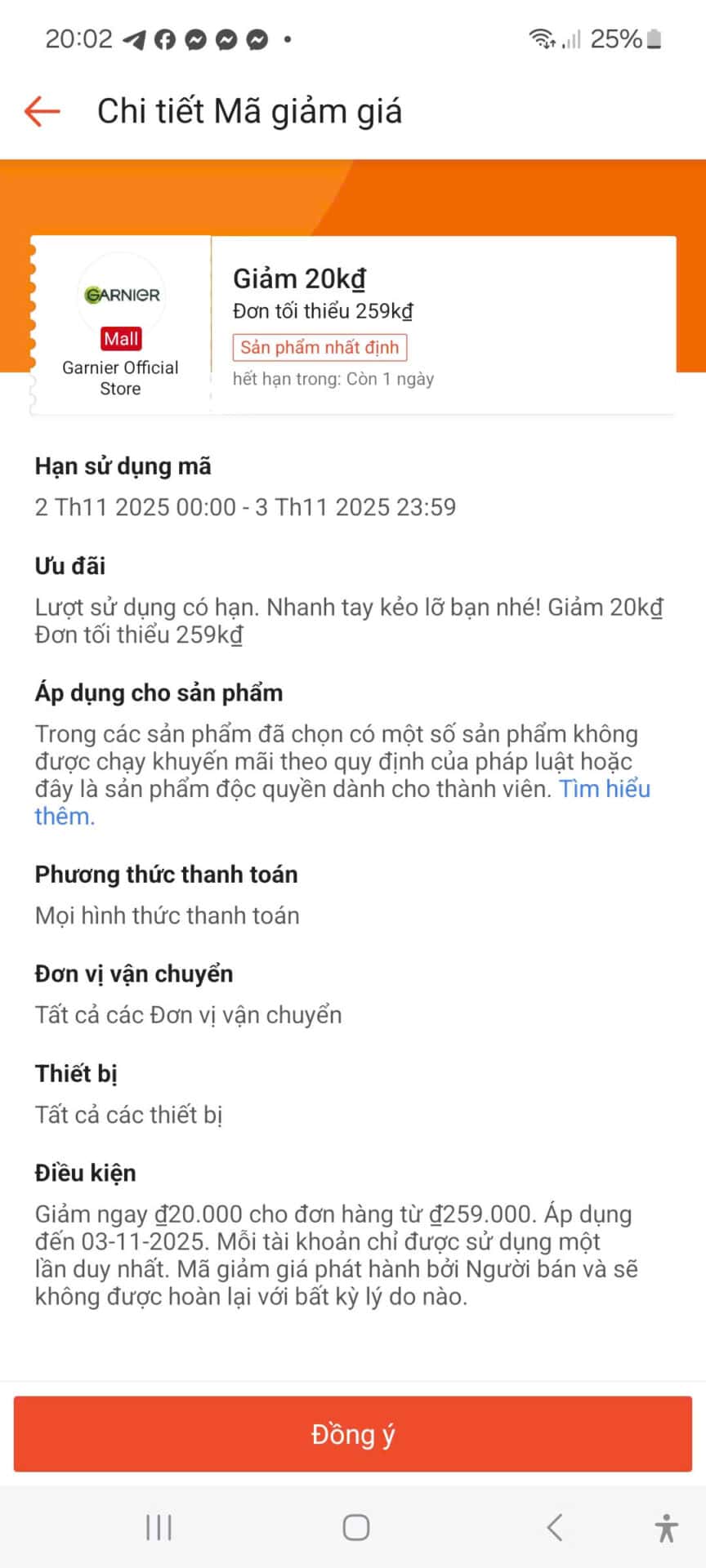 Giảm giá mã giảm giá, ưu đãi giảm 20k cho sản phẩm Garnier Official Store.