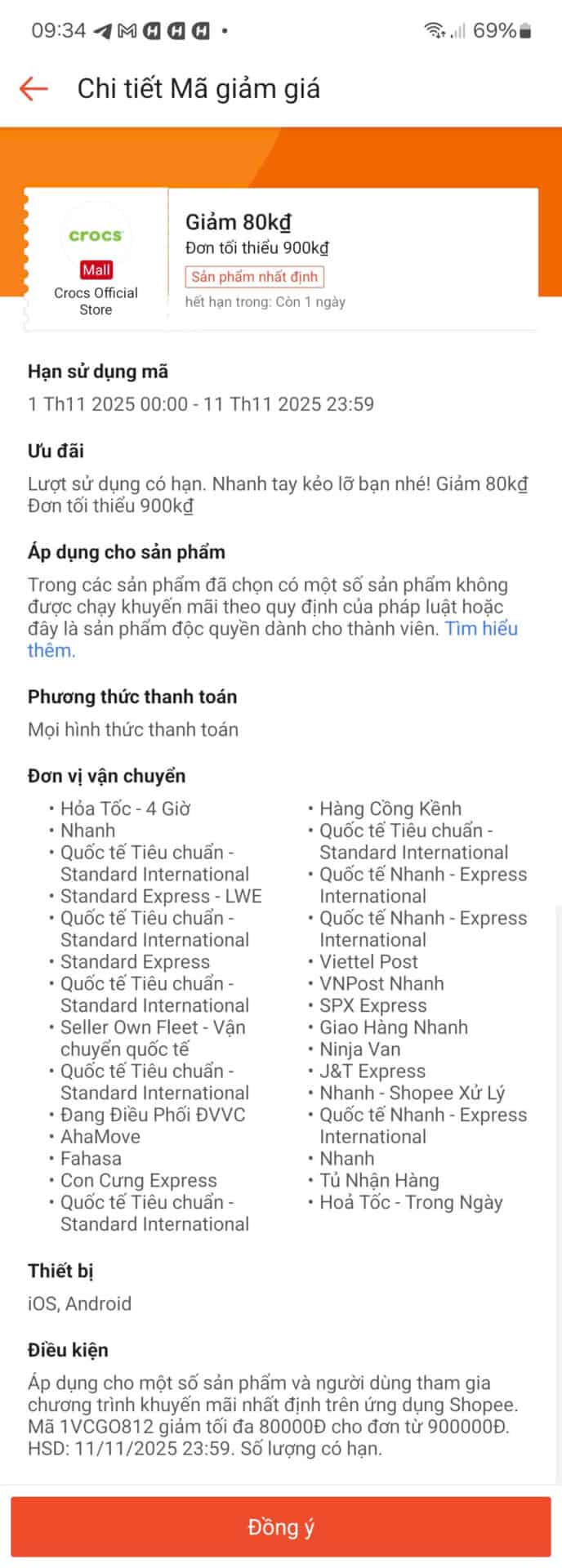 Khuyến mãi giảm giá 80k cho sản phẩm Crocs với đơn tối thiểu 900k tại Trùm giảm giá.