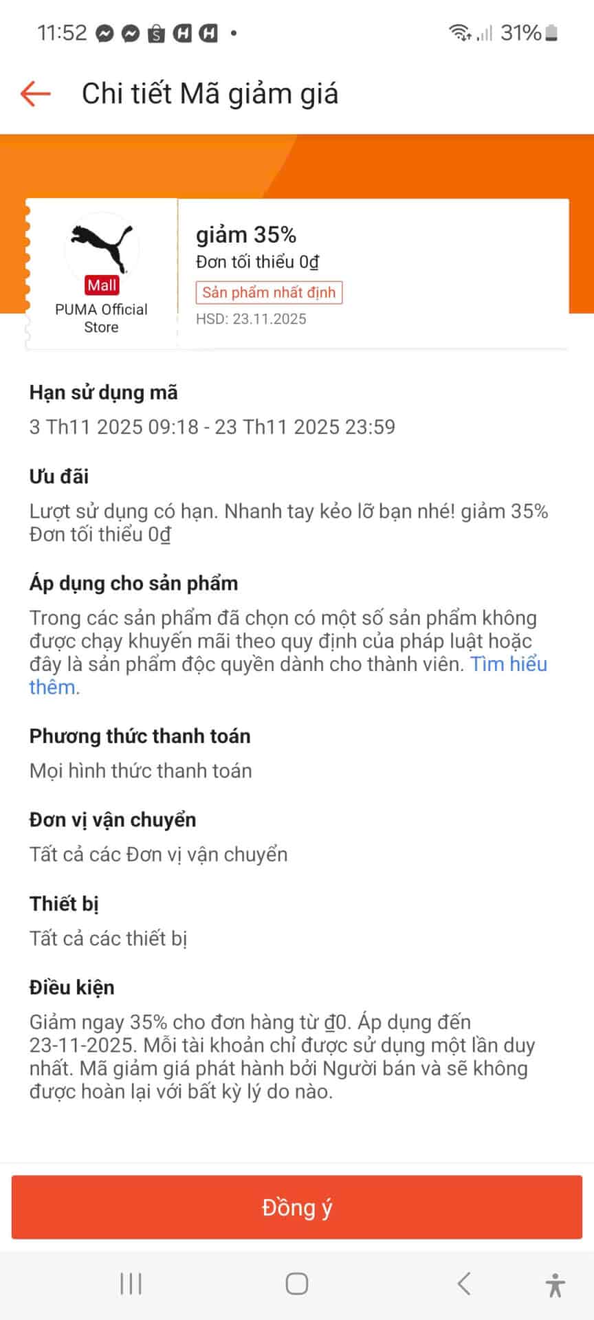 Giảm giá 35% mã giảm giá từ Trùm giảm giá, tổng hợp mã giảm giá, khuyến mãi hấp dẫn cho các sản phẩm thương hiệu Puma Official Store.