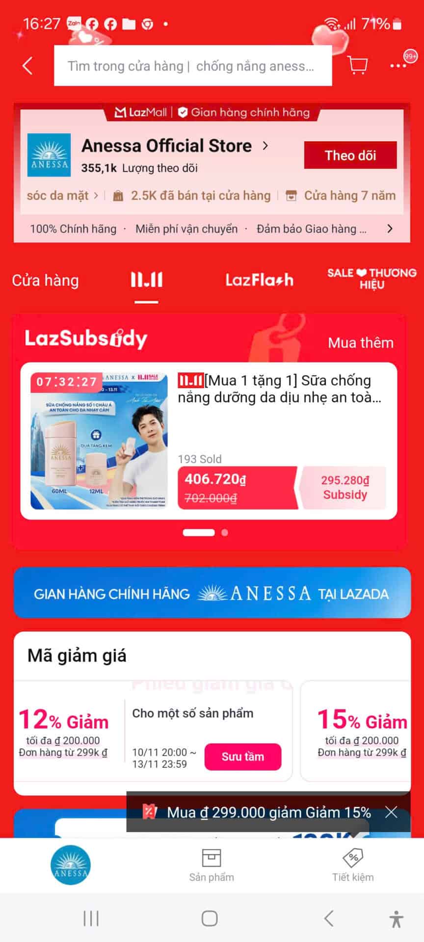 Lượt thích mã giảm giá, cập nhật các mã giảm giá Anessa chính hãng và ưu đãi giảm giá hấp dẫn từ Trùm giảm giá, tổng hợp mã giảm giá uy tín cho hàng công nghệ và làm đẹp.