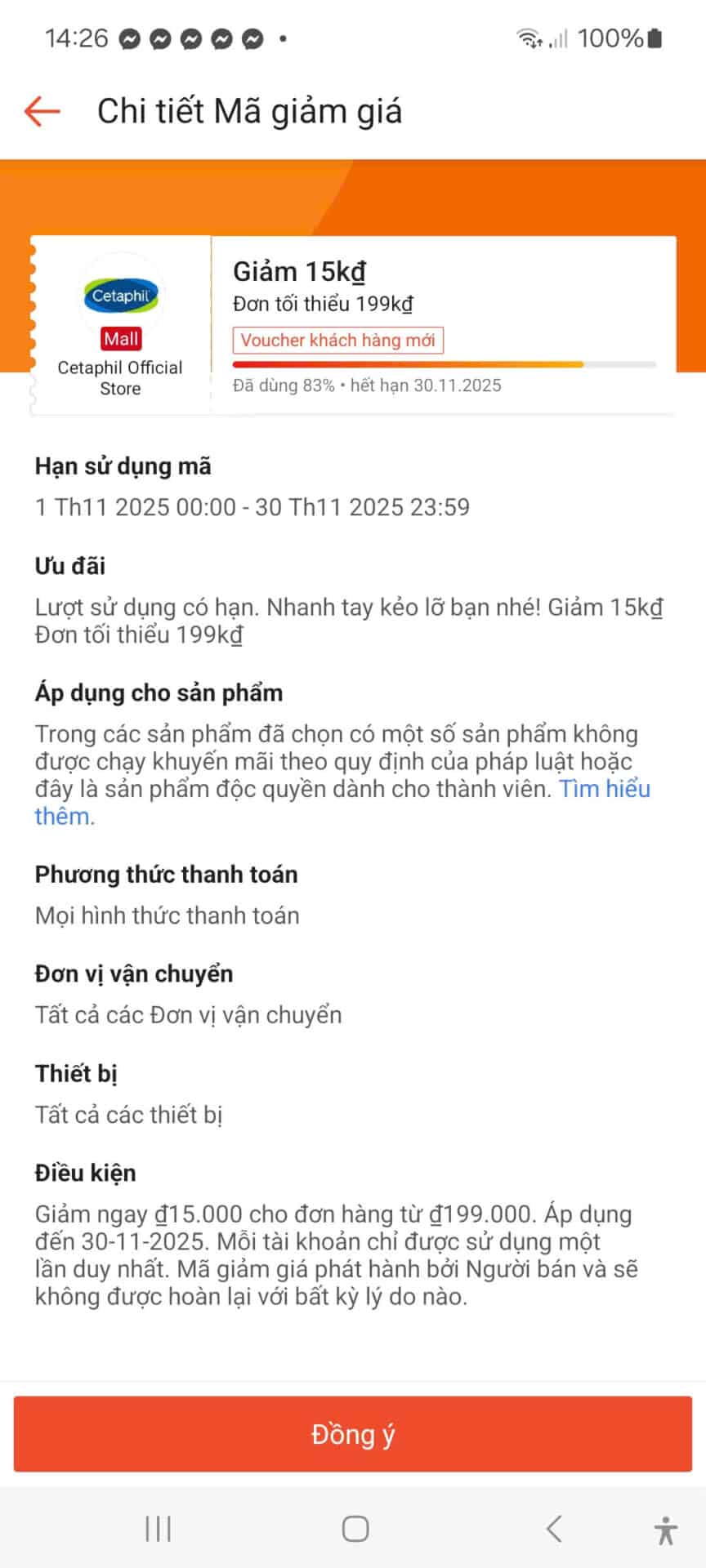 Giảm giá 15k cho mã giảm giá Trùm giảm giá tại cửa hàng Cetaphil chính hãng, ưu đãi hot, mã giảm giá có hạn, áp dụng đơn từ 199k.