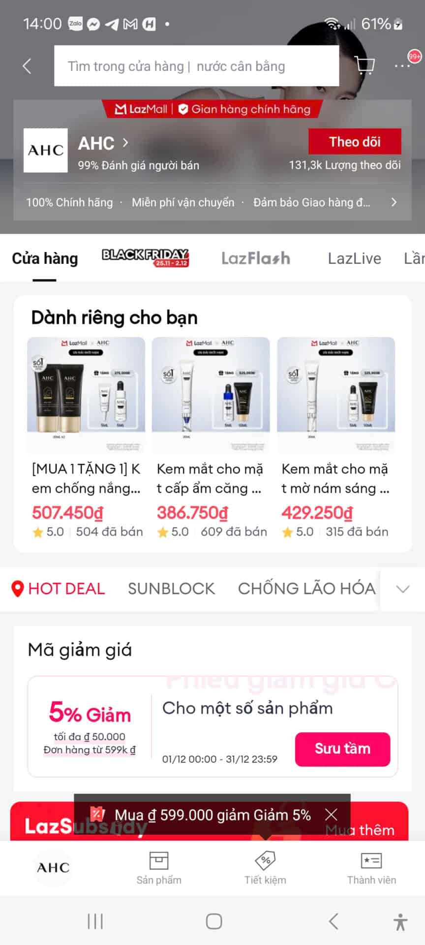 Lịch sử mã giảm giá và ưu đãi của Trùm giảm giá từ các trung tâm thương mại như LazMall, Lazada, giúp người tiêu dùng dễ dàng tiết kiệm tối đa khi mua sắm. Khám phá mã giảm giá cho các sản phẩm làm đẹp, mỹ phẩm, hoặc ưu đãi đặc biệt chỉ có tại Trùm giảm giá.