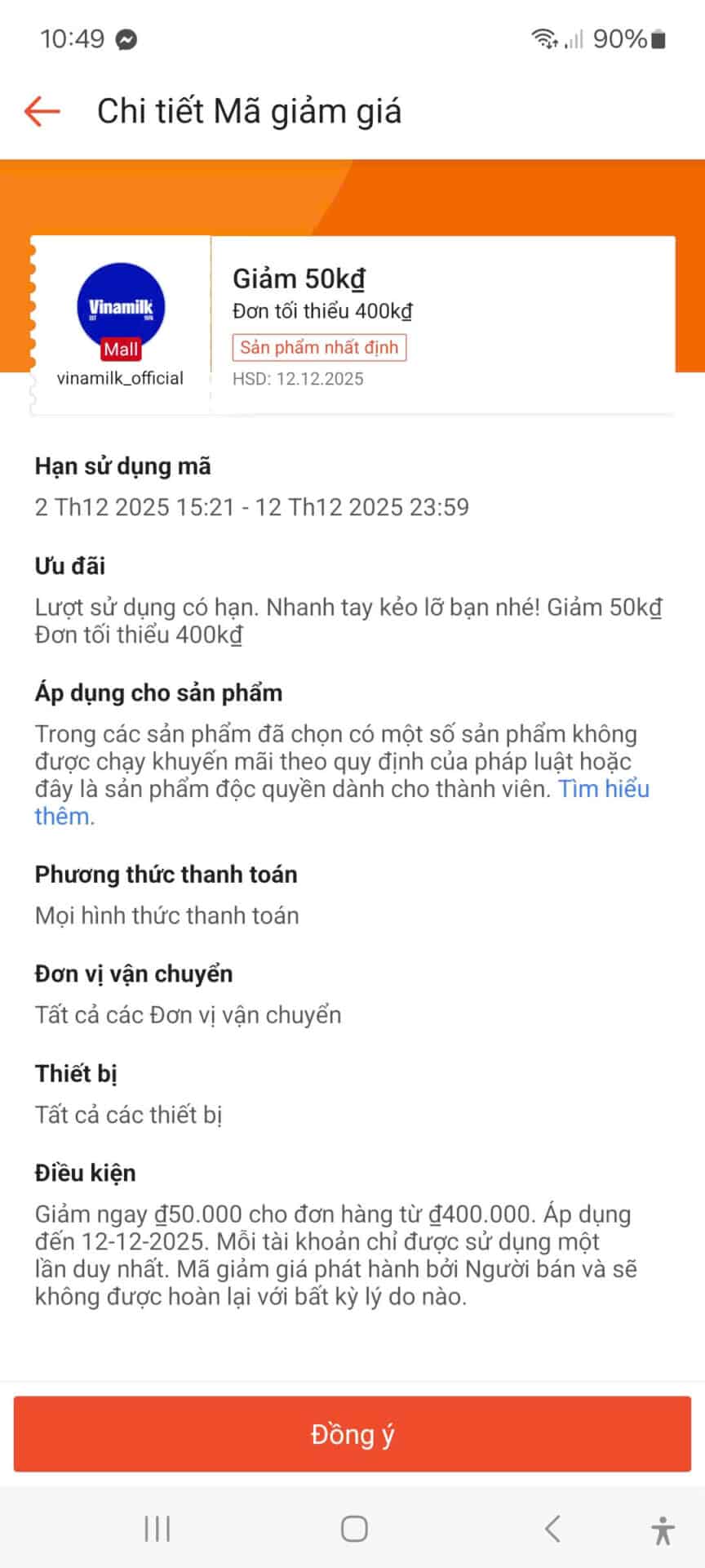 Giảm 50kđ mã giảm giá Vinamilk, khuyến mãi dụng cho khách hàng mua sắm online, hạn sử dụng đến 12-12-2025, giúp tiết kiệm chi phí mua sắm sản phẩm sữa Vinamilk chính hãng.