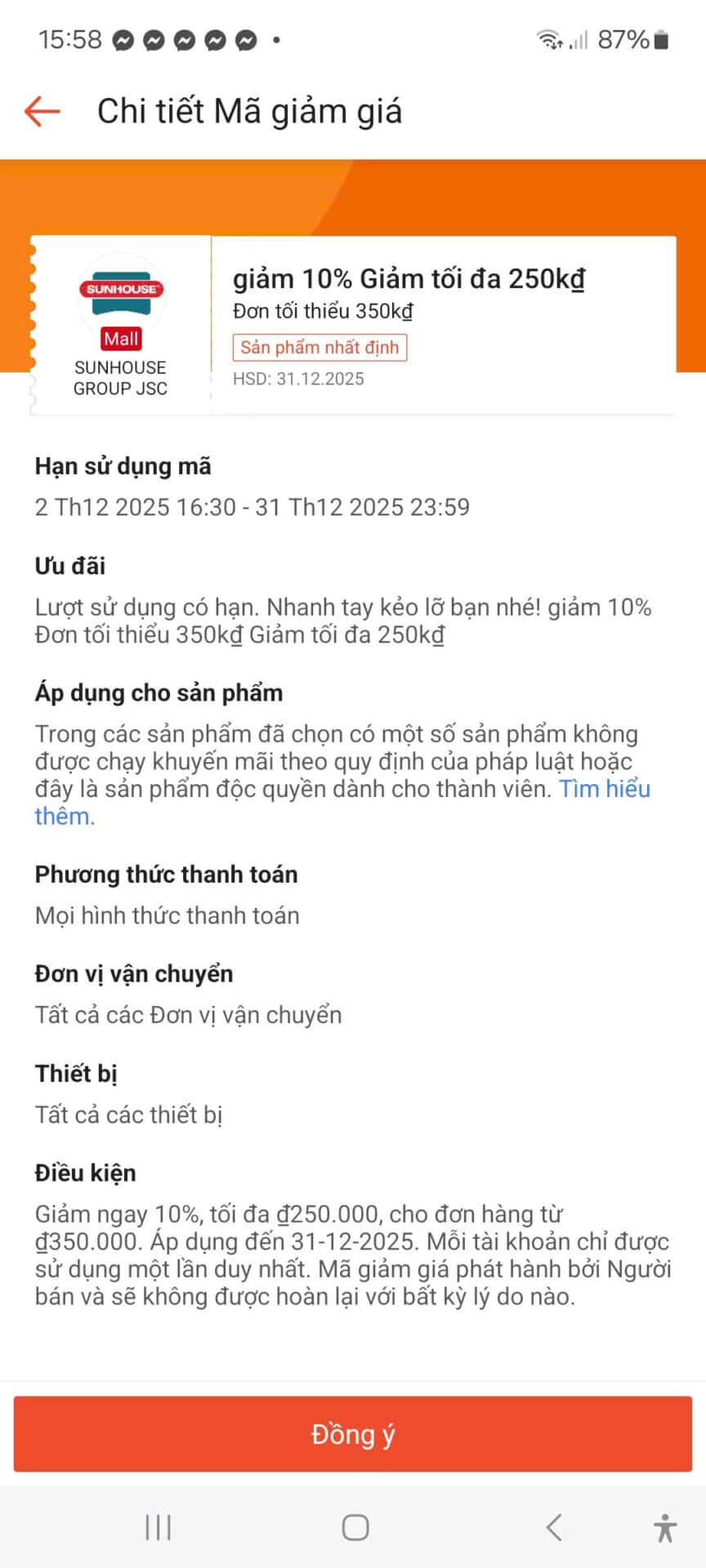 Mã giảm giá Sunhouse, code giảm giá 10%, khuyến mãi mua hàng Sunhouse, ưu đãi giảm giá tối đa 250k đồng, mã giảm giá hạn sử dụng 31.12.2025.
