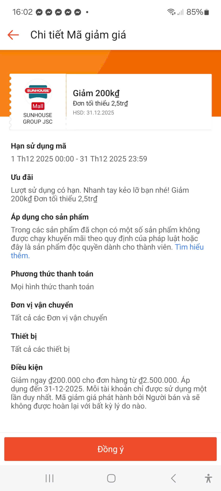 Mã giảm giá 200k cho đơn hàng từ 2,5 triệu, hạn sử dụng đến 31/12/2025. Khuyến mãi hấp dẫn tại Trùm giảm giá, tổng hợp mã giảm giá các thương hiệu lớn, giúp tiết kiệm chi phí mua sắm online hiệu quả.