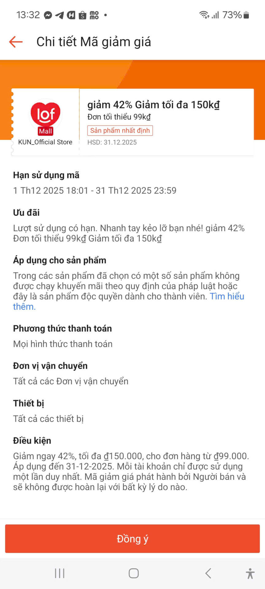 Mã giảm giá 42% tối đa 150k cho đơn hàng từ 99k, nhanh tay sử dụng để tiết kiệm chi phí mua sắm với các mã giảm giá từ Trùm giảm giá.