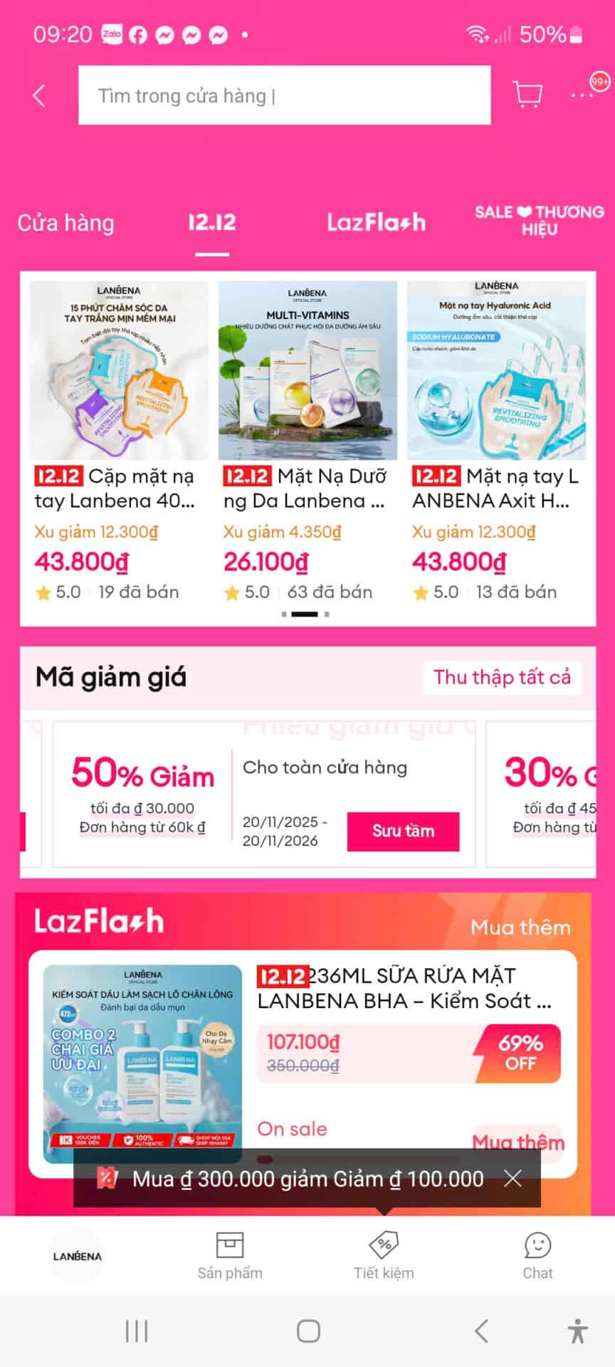 Hình ảnh mô tả các mã giảm giá và ưu đãi đặc biệt trong ngày 12.12 trên website Trùm giảm giá, giúp khách hàng tiết kiệm lớn khi mua sắm các sản phẩm mỹ phẩm, skincare.